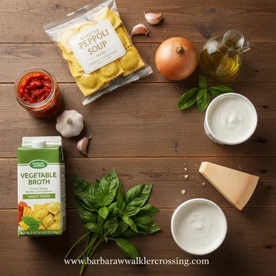 Roasted Red Pepper Ravioli Soup Recipe - cooking process