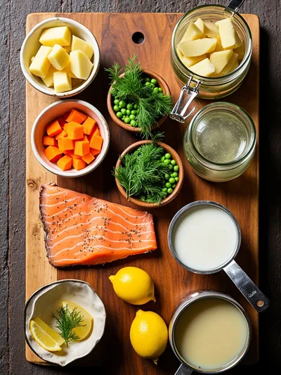 Salmon Chowder Soup Recipe - ingredients preparation