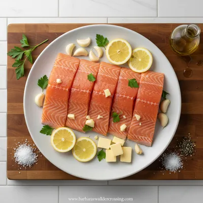 Sheet Pan Lemon Garlic Butter Salmon - ingredients preparation
