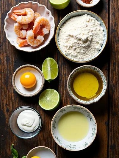 Shrimp Fritters With Lime Mayonnaise - ingredients preparation