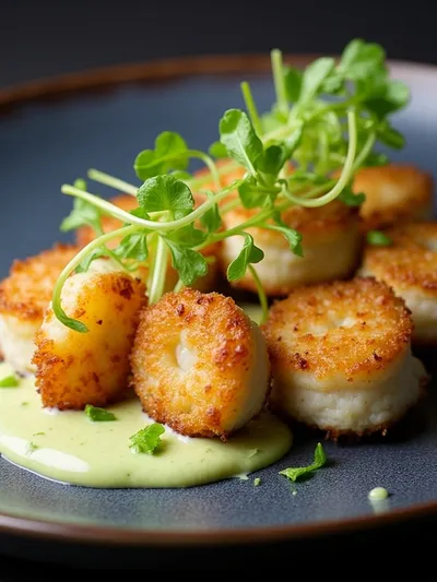 Shrimp Fritters With Lime Mayonnaise - ready to serve