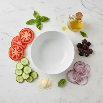 Simple Italian Salad - ingredients preparation