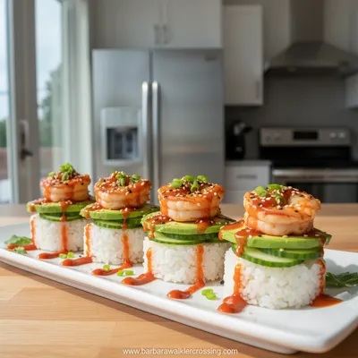 Spicy Shrimp Sushi Stacks