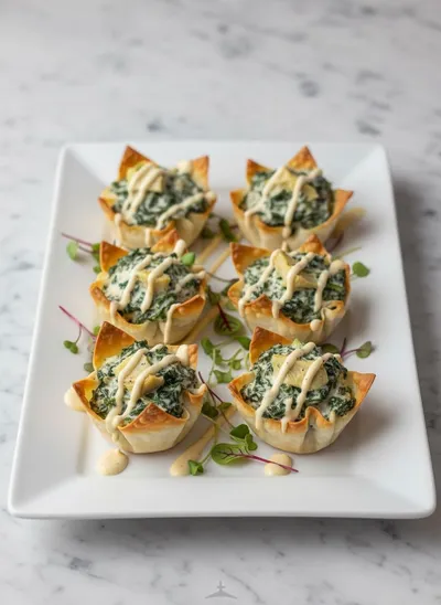 Spinach and Artichoke Wonton Cups - ready to serve