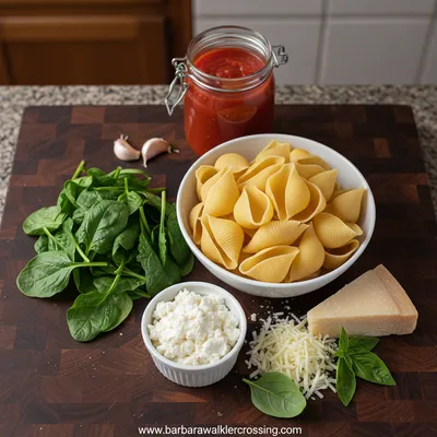 Easy Spinach and Ricotta Stuffed Shells Recipe - ingredients preparation