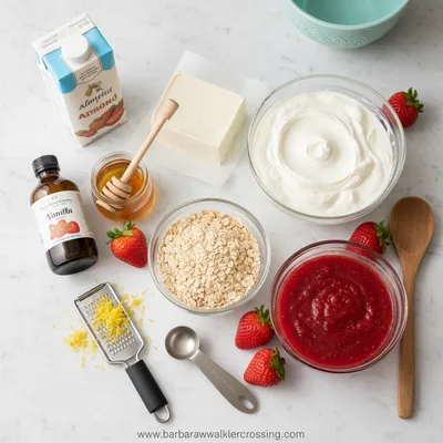 Strawberry Cheesecake Overnight Oats - ingredients preparation