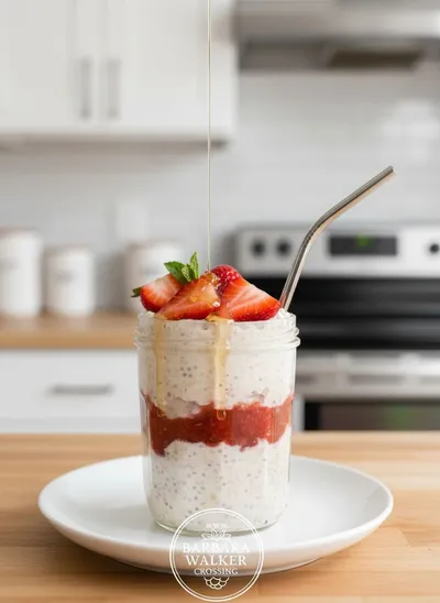 Strawberry Cheesecake Overnight Oats Recipe - ready to serve