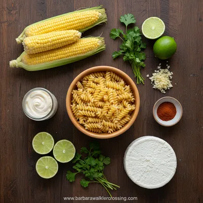 Healthy Street Corn Pasta Salad Recipe - ingredients preparation
