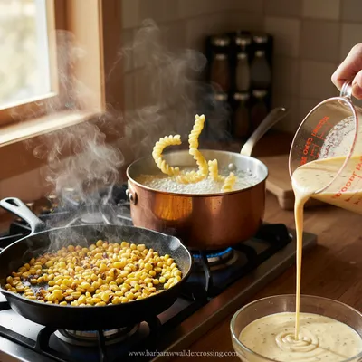 Healthy Street Corn Pasta Salad Recipe - cooking process