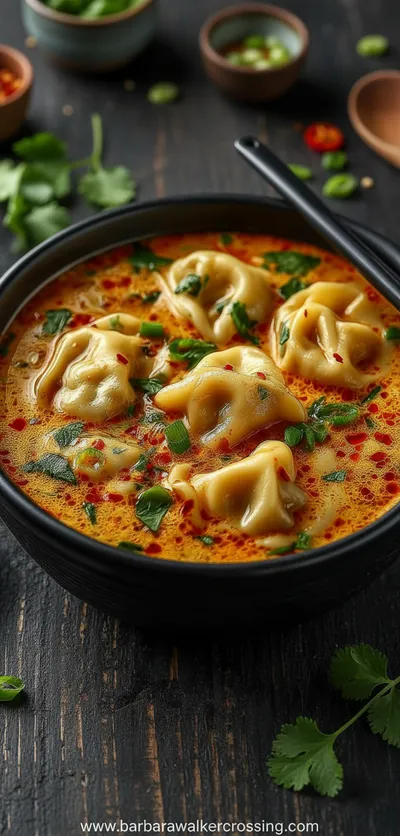 Thai Potsticker Coconut Soup Recipe - ready to serve