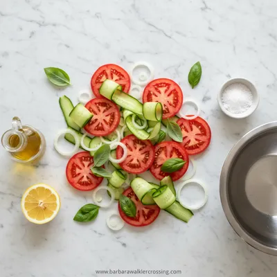 Tomato Cucumber Onion Salad - cooking process