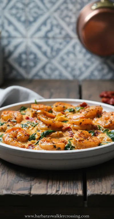 Tuscan Shrimp with Spinach, Artichokes & Sun-Dried Tomatoes
